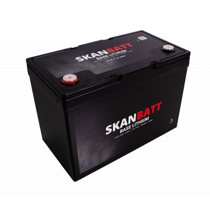 SKANBATT Base Lithium - 12V 100Ah 100A BMS - 307x169x208mm - Bluetooth - 3 Års garanti