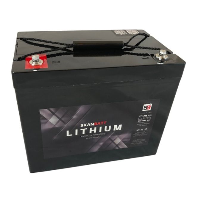Hovedbilde SKANBATT Bluetooth Lithium Batteri 12V 75AH 50A BMS