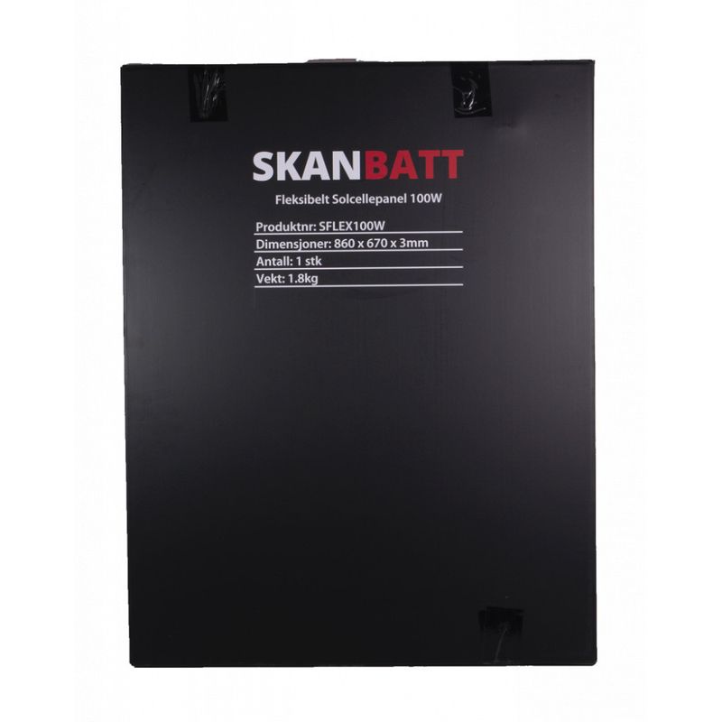 SKANBATT Fleksibelt Solcellepanel 100W - ETFE - 860x670x3mm