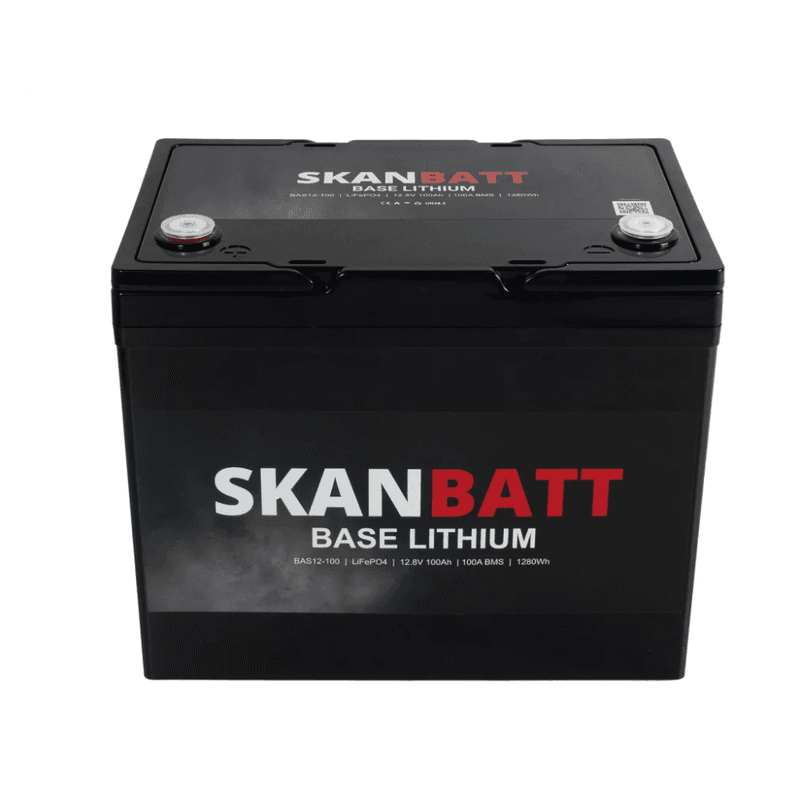 SKANBATT Base Lithium Small - 12V 100Ah 100A BMS - 260x169x211mm 