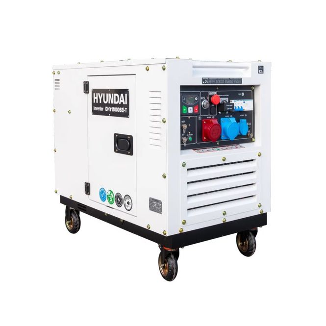 Hovedbilde HYUNDAI DHY11000SEi-T Diesel Inverter Strømaggregat 8000W - Elektrisk start - 400V/230V - ATS