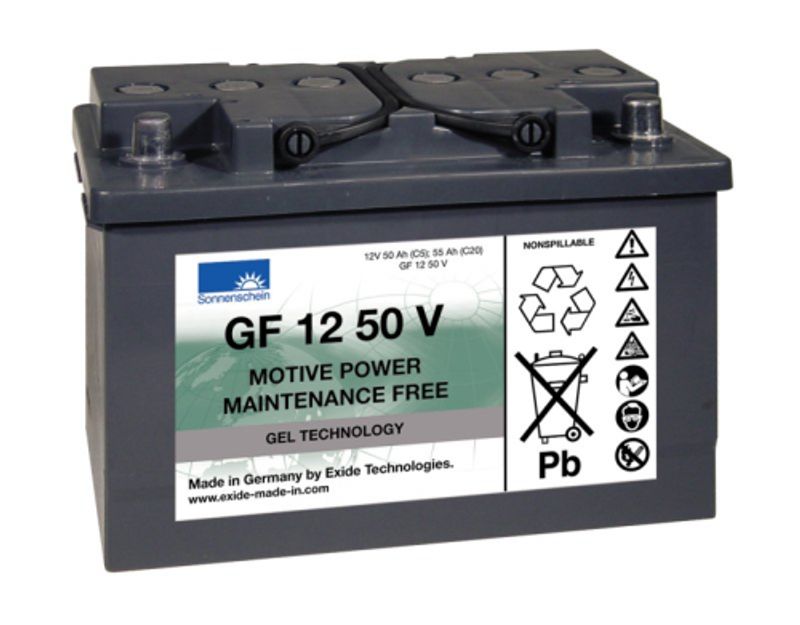 SONNENSCHEIN GEL Batteri 12V 50AH (278x175x190mm) +høyre