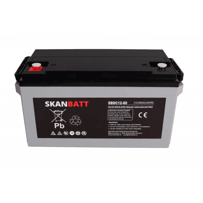Hovedbilde SKANBATT AGM Deep Cycle Batteri 12V 80AH C20 (350x167x182mm) +venstre