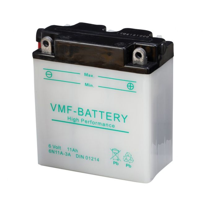 Hovedbilde VMF MC Batteri 6V 12AH 88CCA (122x62x632) +høyre 6N11A-3A