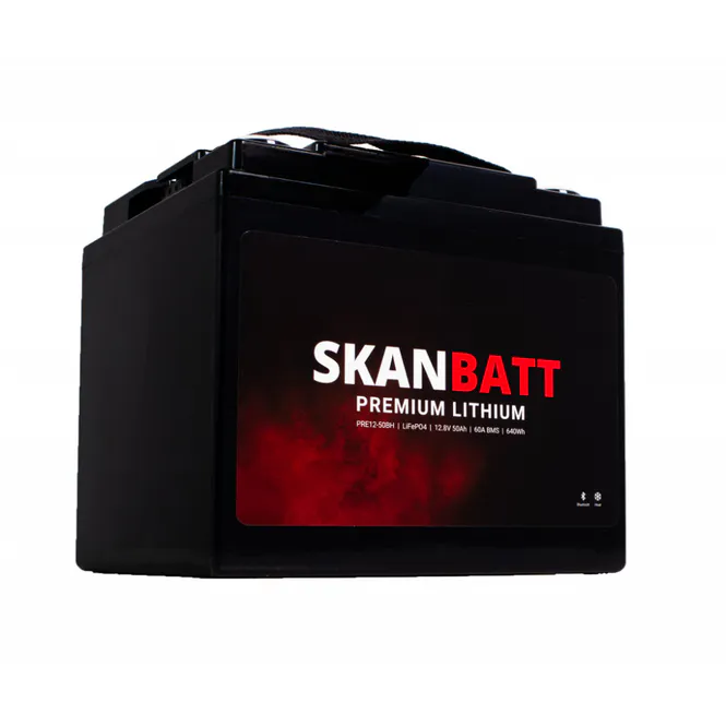 Hovedbilde SKANBATT Premium Lithium - 12V 50Ah 60A BMS - 196x168x175mm - Bluetooth - Heat - 8 Års garanti