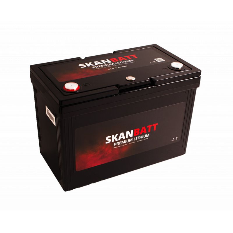 SKANBATT Premium Lithium - 24V 50Ah 50A BMS - 307x172x215mm - Bluetooth - Heat - 8 Års garanti