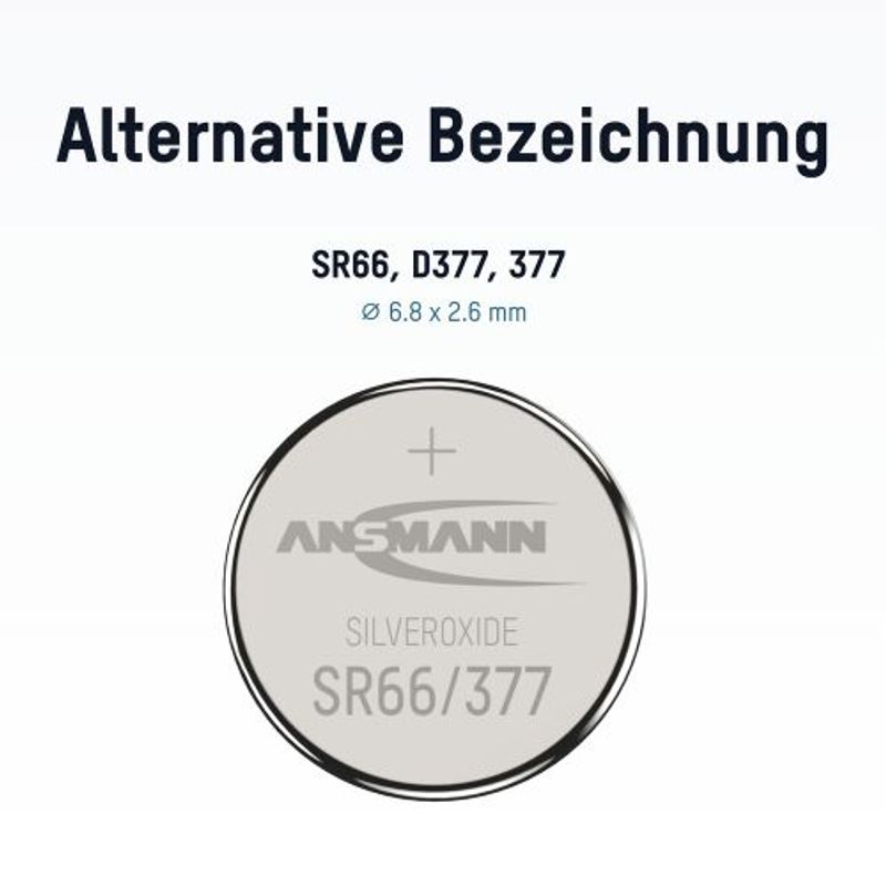 Silver Oxide Button Cell SR66 / SR626 / 377 1pk Blister