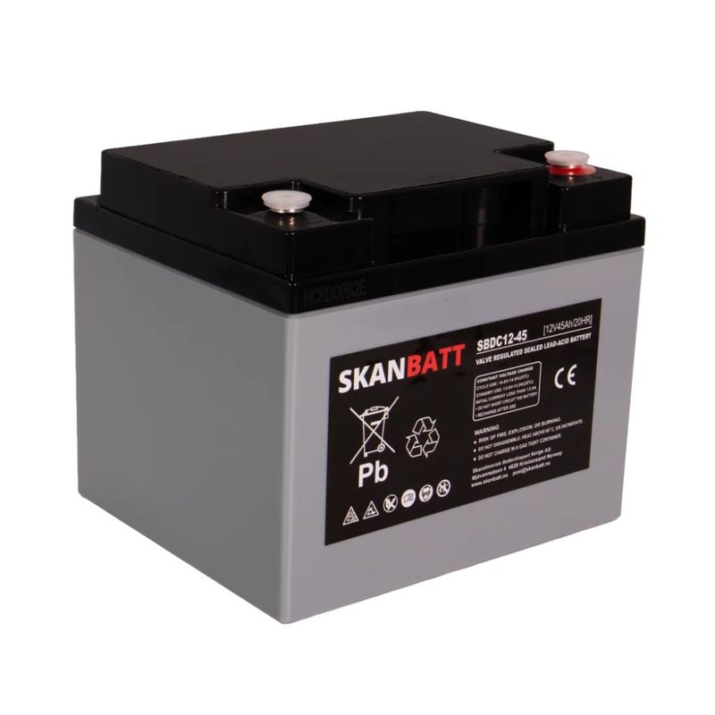RITAR AGM Deep Cycle Batteri 12V 45AH (197x165x169mm) +høyre