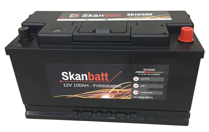 Hovedbilde  SKANBATT Fritidsbatteri 12V 100AH 780CCA (354x175x190)