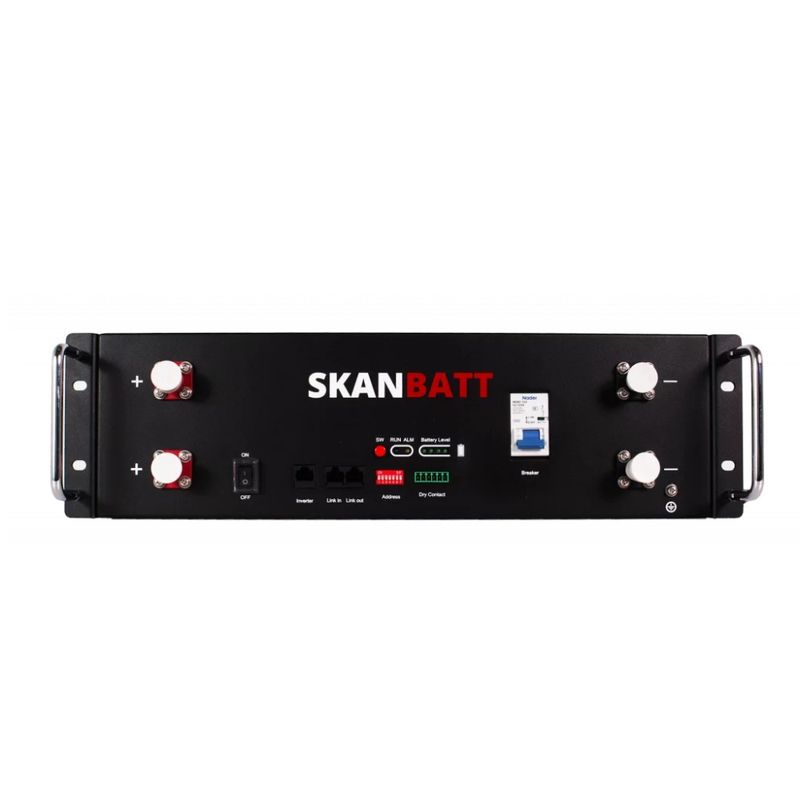 SKANBATT Lithium 3U Rackbatteri 51,2V 100Ah - 5,12kWh - LiFePO4 - OTA
