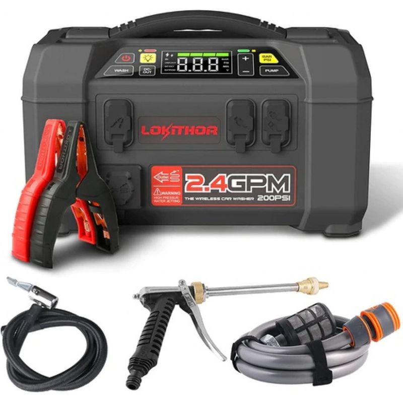 LOKITHOR Lithium Startbooster 2500A med 150 PSI Luftkompressor 