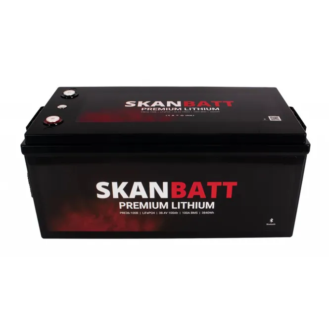Hovedbilde SKANBATT Premium Lithium - 36V 100Ah 100A BMS - 522x268x218mm - Bluetooth