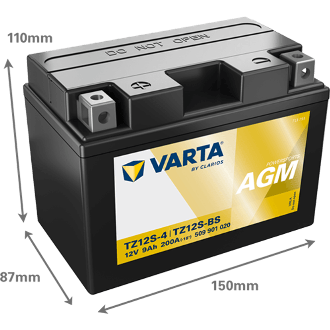 Hovedbilde  VARTA TTZ12S-BS AGM MC Batteri 12V 9AH 200CCA (150x87x110mm) +v