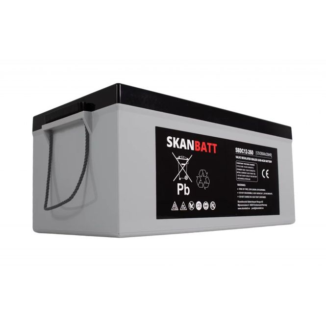 Hovedbilde SKANBATT AGM Deep Cycle Batteri 12V 260AH  C10 (520x268x220mm) +høyre 