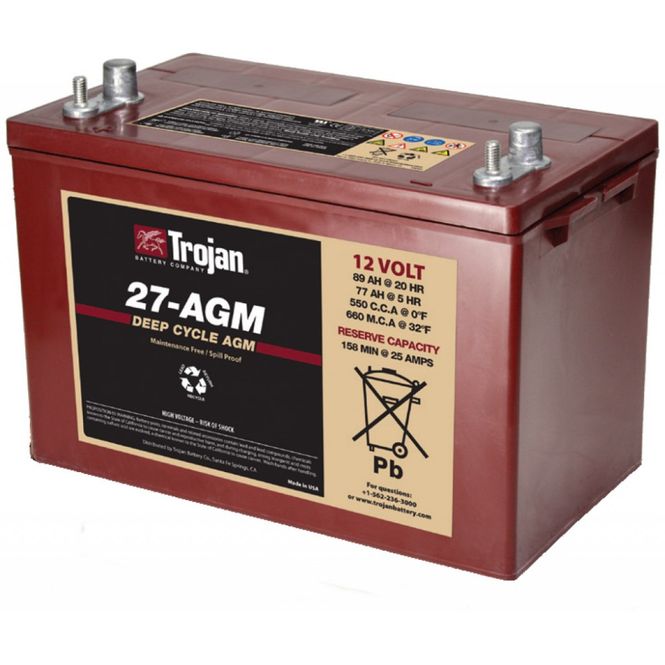 Hovedbilde TROJAN AGM Deep Cycle Traksjonsbatteri 12V 89Ah (318x174x221mm) +venstre