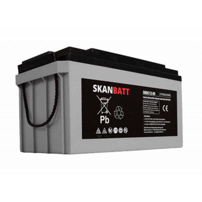 Hovedbilde SKANBATT AGM Deep Cycle Batteri 12V 80AH C20 (350x167x182mm) +venstre