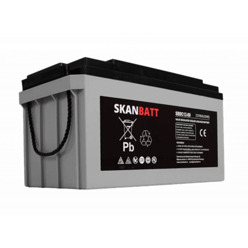 SKANBATT AGM Deep Cycle Batteri 12V 80AH C20 (350x167x182mm) +venstre