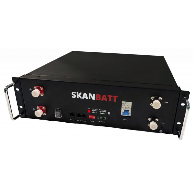 SKANBATT Lithium 3U Rackbatteri 51,2V 100Ah - 5,12kWh - LiFePO4 - OTA